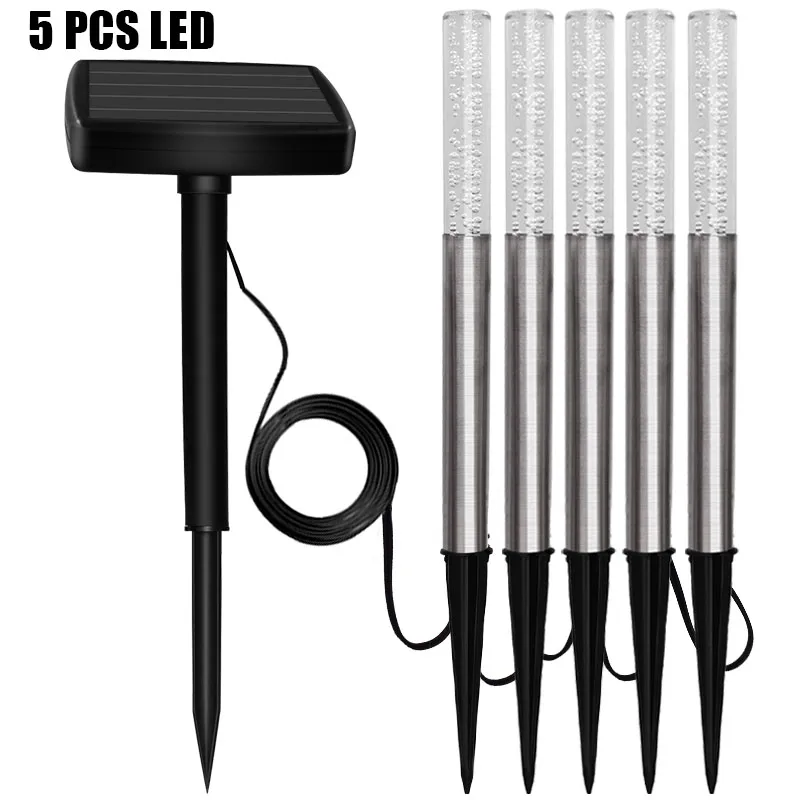 LED Bubble Solar Tube Stake Lights Garden Stick Light One for Five Transparent Acrylic Bubble Garden Lighting for Outdoor Road