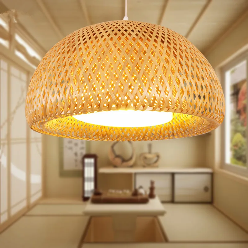 

Bamboo pendant light Wood art deco woven pendant light Living rustic lights Coffee Bar Restaurant Living Room classic lamp