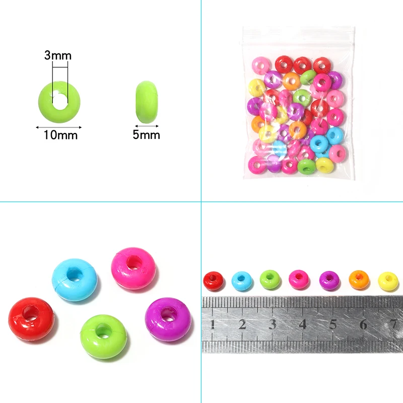 100Pcs/Lot 10mm Diameter Acrylic Ring Beads Round Charm 3mm Hole MIx Color Bracelets DIY Accessories For Jewelry