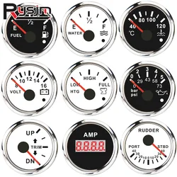 Customized 52MM Gauge 0-190ohm Trim/Sewage/Water/Fuel Level Gauge Voltmeter Oil Pressure Gauges AMP Meter With Alarm Function