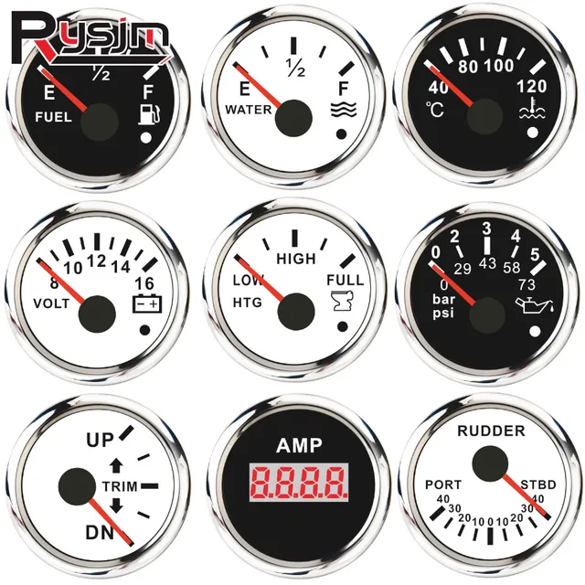 Dostosowany wskaźnik 52MM 0-190ohm Przycisk / kanalizacja / woda / wskaźnik poziomu paliwa Woltomierz Wskaźniki ciśnienia oleju Miernik AMP z funkcją alarmu
