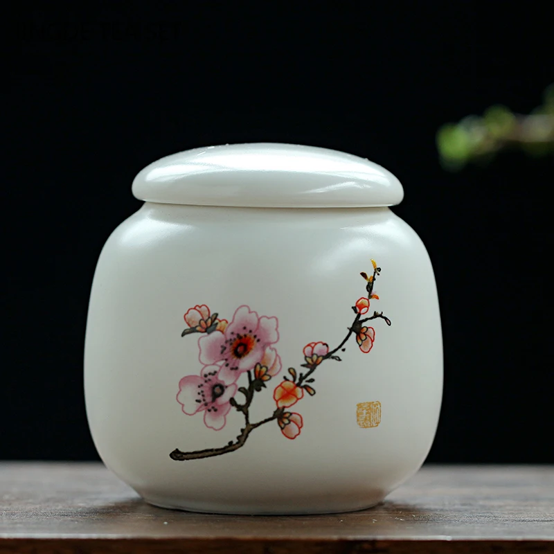 Travel Portable Ceramic Tea Caddy Home Tea Container Moisture-proof Jar Coffee Airtight Jars Kitchen Spice Nut Storage Container