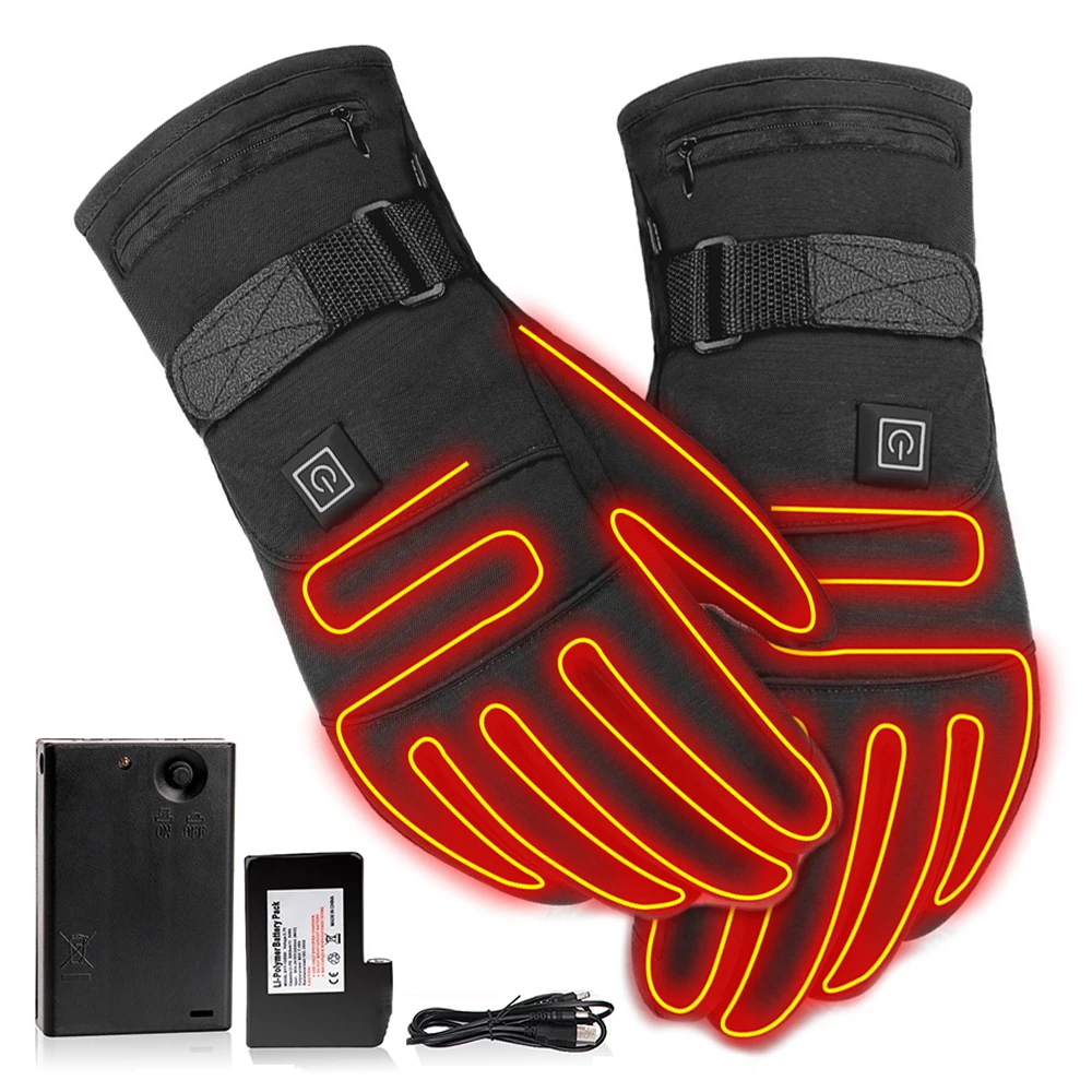 Bicycle Heated Gloves 4000mAh Rechargeable Battery 3.7V Heating Gloves Outdoor Electric Thermal Skiing Fishing Cycling Gloves