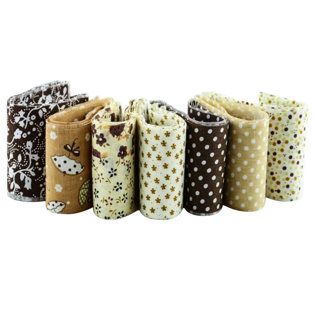 Dropship New Arrivals 7PCS/Lot 100% Cotton Jelly Roll Coffee for Sets Quilting Fabric Trips Handmade Patchwork Sewing 5cmx100cm