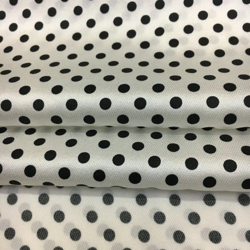 5-color polka dot stretch silk fabric twill printed sewing fabric for dress