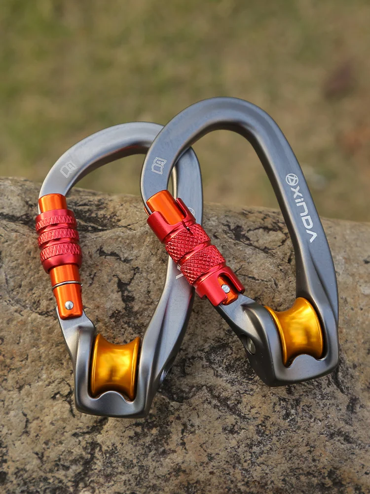 Xinda Outdoor Pulley Carabiner Mountaineering Safety Buckle Lock Cross Strop Equipment Bearing Pulley Hook