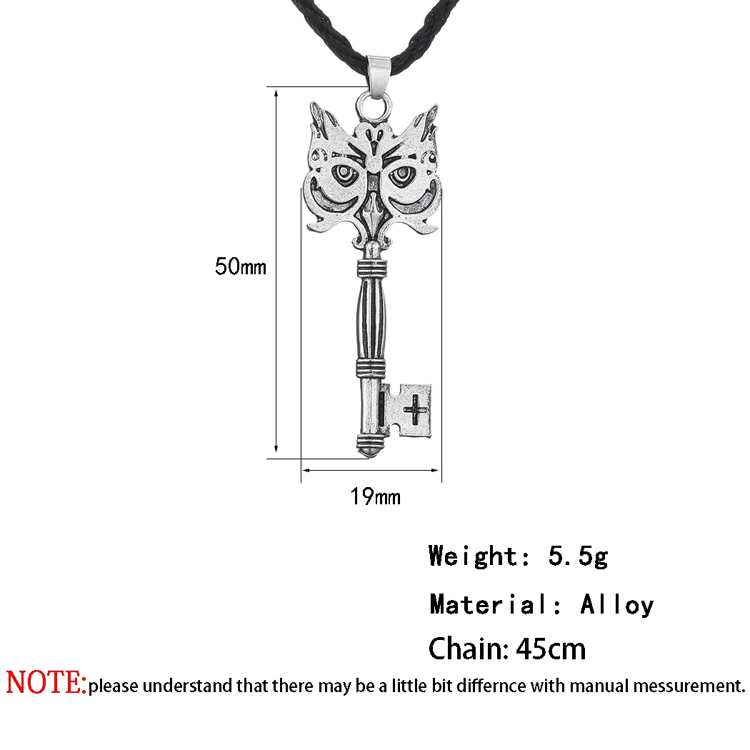 Kinitial Vintage Key Necklace with Owl Pendant Necklace Unique Animal Owl Key Cross Necklace For Man Punk Skeleton Key Jewelry