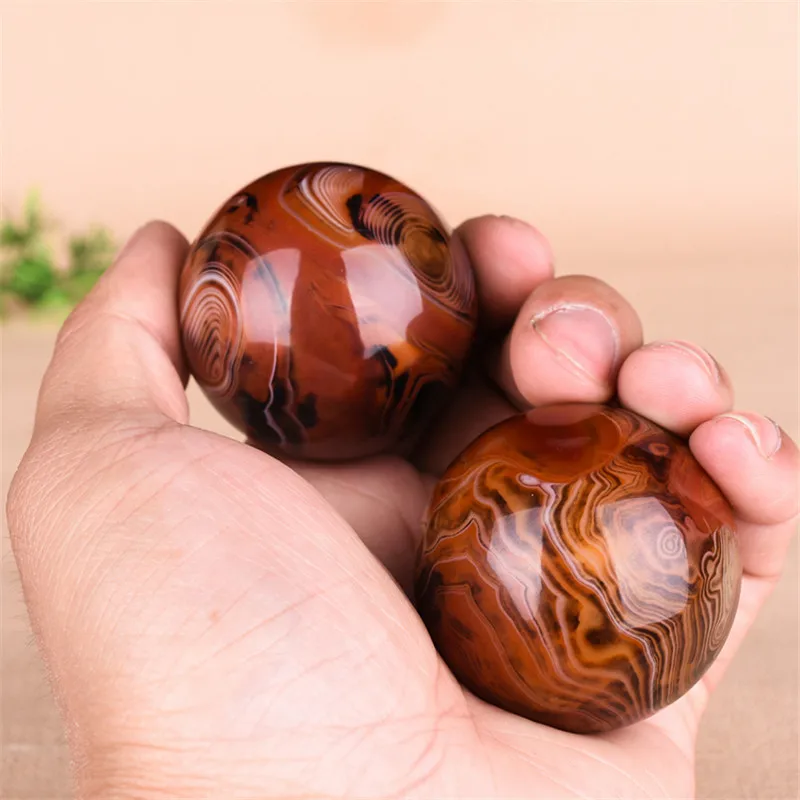 Natural Twisted Red Agate Jade Solid Hand Turn Ball Old Man Turn Ball Massage Finger Exerciser