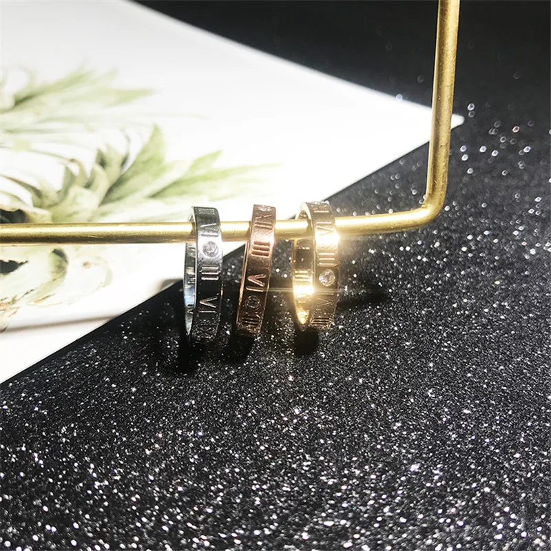 YUN RUO Trendy Roman Number Couple Ring Rose Gold Color Woman Gift Fashion Titanium Steel Jewelry Not Change Color Drop Shipping
