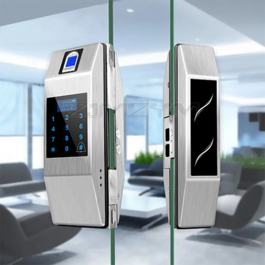 Glass Door HD LCD Screen Fingerprint Password LockSingle/Double Opening Sliding Sliding Door With Doorbell Smart Electronic Lock