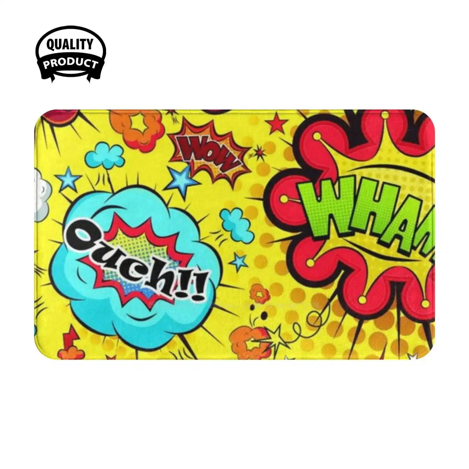 Crash Bang! Soft Cushion Home Carpet Door Mat Car Rug Crash Bang Boom Comic Pow Retro Cool Dan Funny Once Upon A Time Vintage