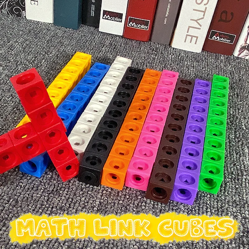 100pcs 10colors Multilink Linking Counting Cubes Snap Blocks Teaching Math Aids Manipulative Kids Early Education DIY Toy