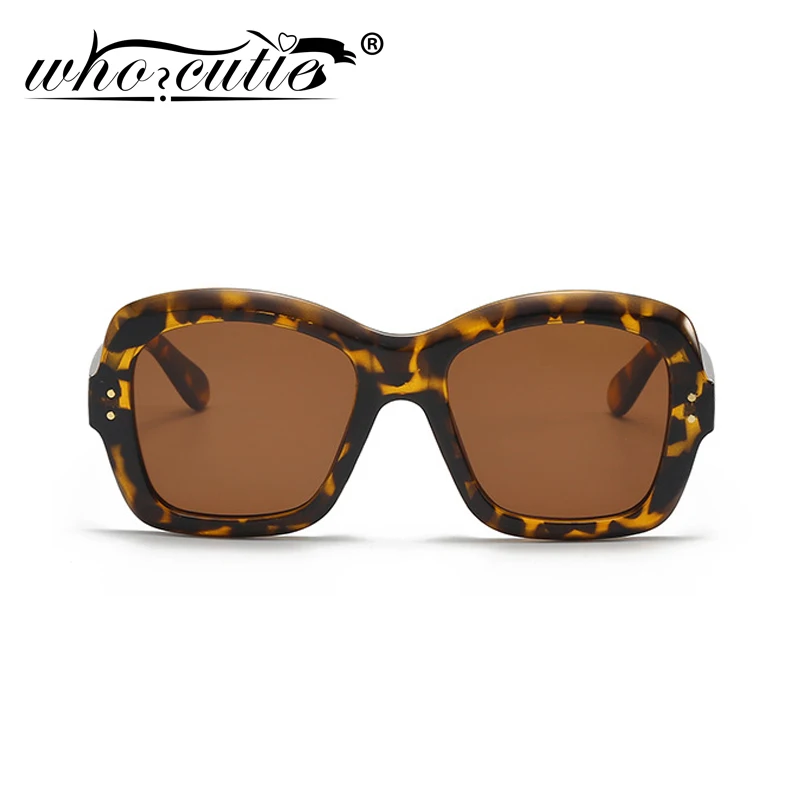 WHO CUTIE 2024 Vintage Oversized Fashion Sunglasses Women Retro Brand Design Black Unique Frame Leopard Chic Sun Glasses S240 image 4