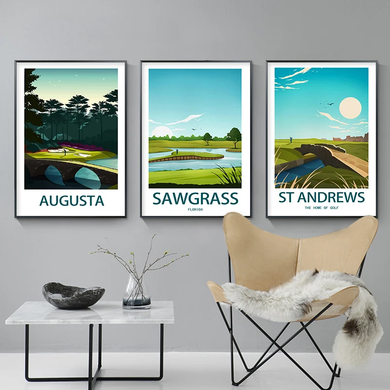 

Augusta National Golf Club St Andrews TPC Sawgrass Travel Print Landscape Poster Wall Art Canvas Painting Home Decor Picture