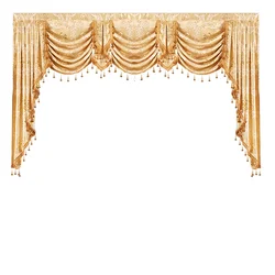 Gold Color European Embroidered Royal Luxury Valance Curtains for Living Room Window Decor Curtains for Kitchen Elegant