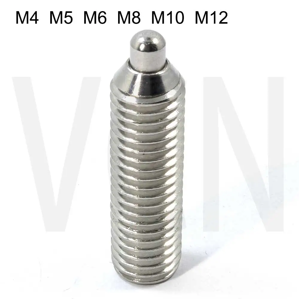 Spring plungers with round-ended pin and hex.socket,screw with spring pin,M4 M5 M6 M8 M10 M12 ,304 Stainless Steel