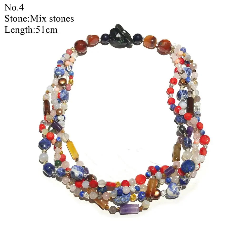 LiiJi Unique Christmas Gift Necklace Agatess Pearl Mutil color Mutil Strands Necklace Only 1PCS each stock Jewelry for Women