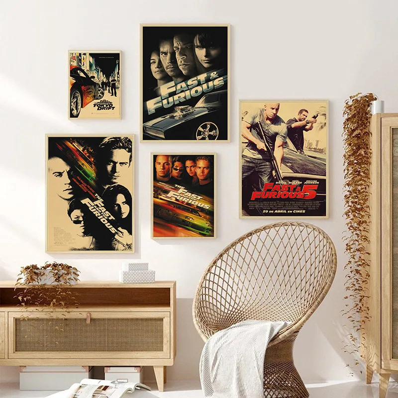 Classic Movie Fast & Furious Kraft Paper Posters Prints Home Room Decor Study Bedroom Bar Cafe Wall Paintings