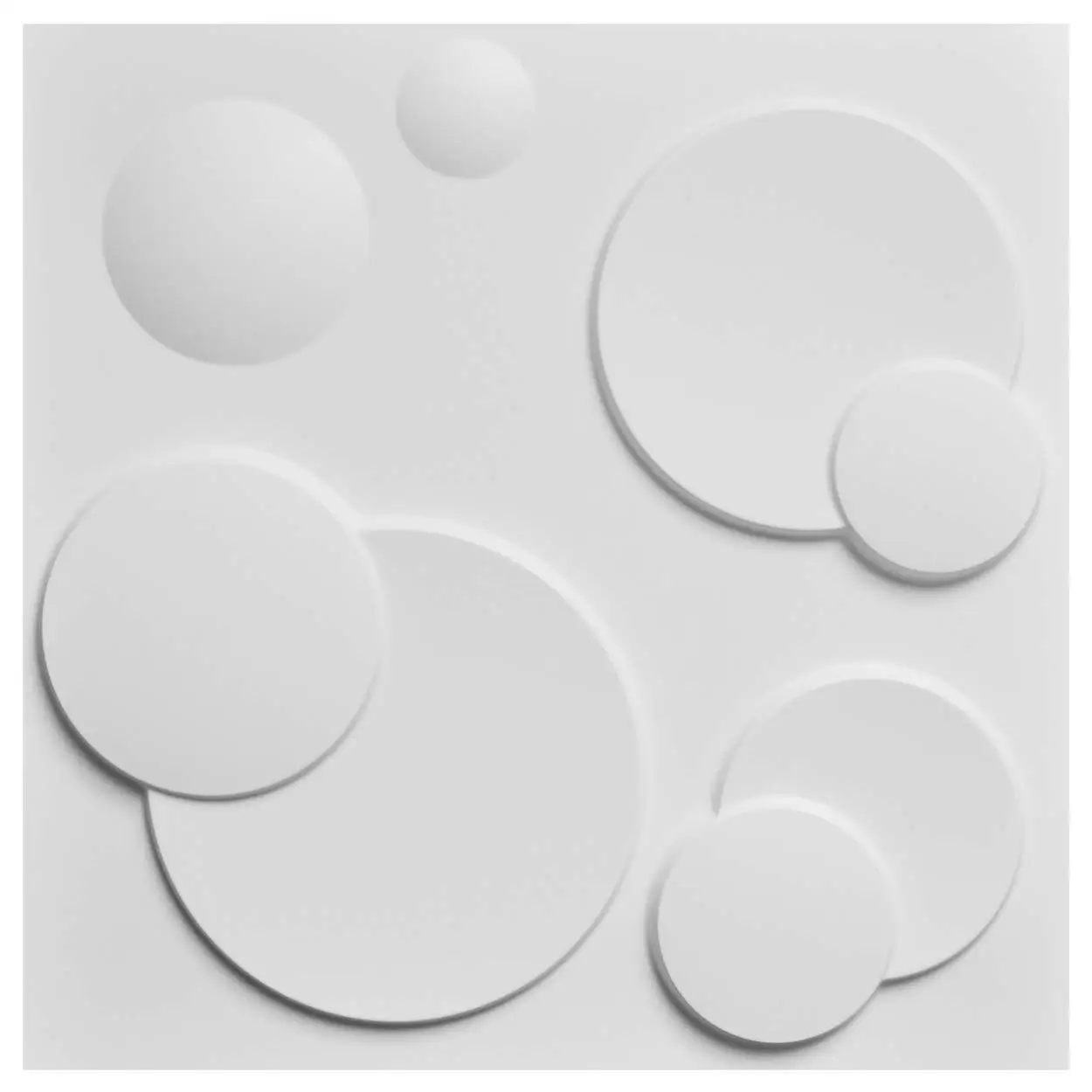 50x50cm Plastic Decorative  White Ring 3D Wall Panels for Living Room Bedroom TV Background Ceiling Pack of 12 Tiles