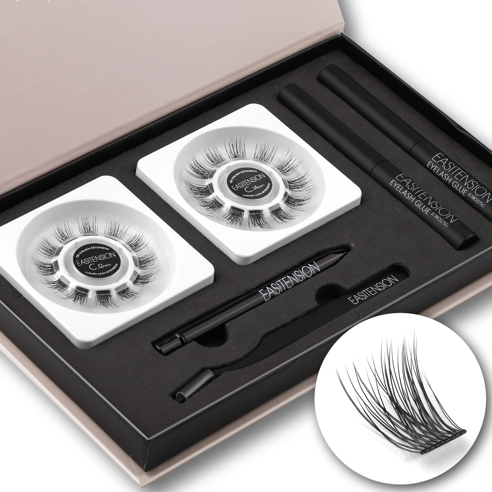 

EASITENSION Cluster Lashes Set 3d Effect Individual Lash 24 Clusters Volume Segmented Lashes Kit Eyelash Bundles