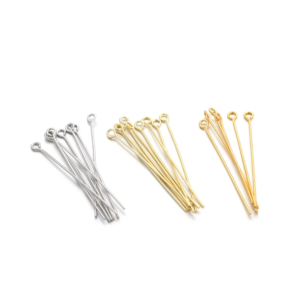 100pcs 20 30 40mm Copper 14K 18K Gold Plating Heads Eye Flat Head Pin For DIY Jewelry Making Findings Accessories