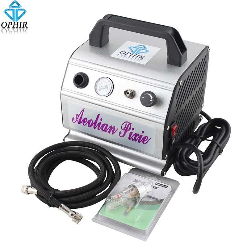 OPHIR 110V,220V Mini Air Compressor Set for Airbrushing Tattoo Body Paint Makeup Nail Art Hobby Cake Decoration _AC088