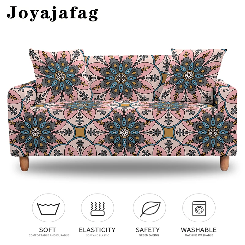 Elastic Sofa Cover Bohemia Pattern Printed For Living Room Corner L-shaped Sofas 1/2/3/4 Seater Washable Dust Proof Slipcover