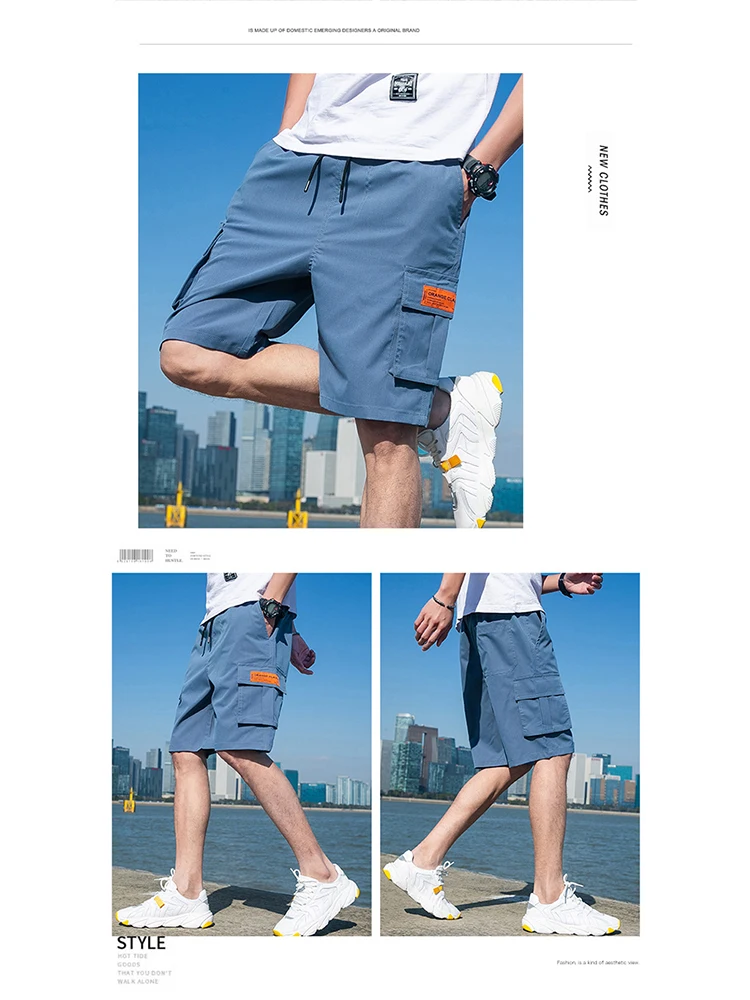 2020 New Cheap Fashion Customized Summer Breathable Multicolor Soft Casual Men's  Overalls Shorts Male's Cargo Pants Pocket