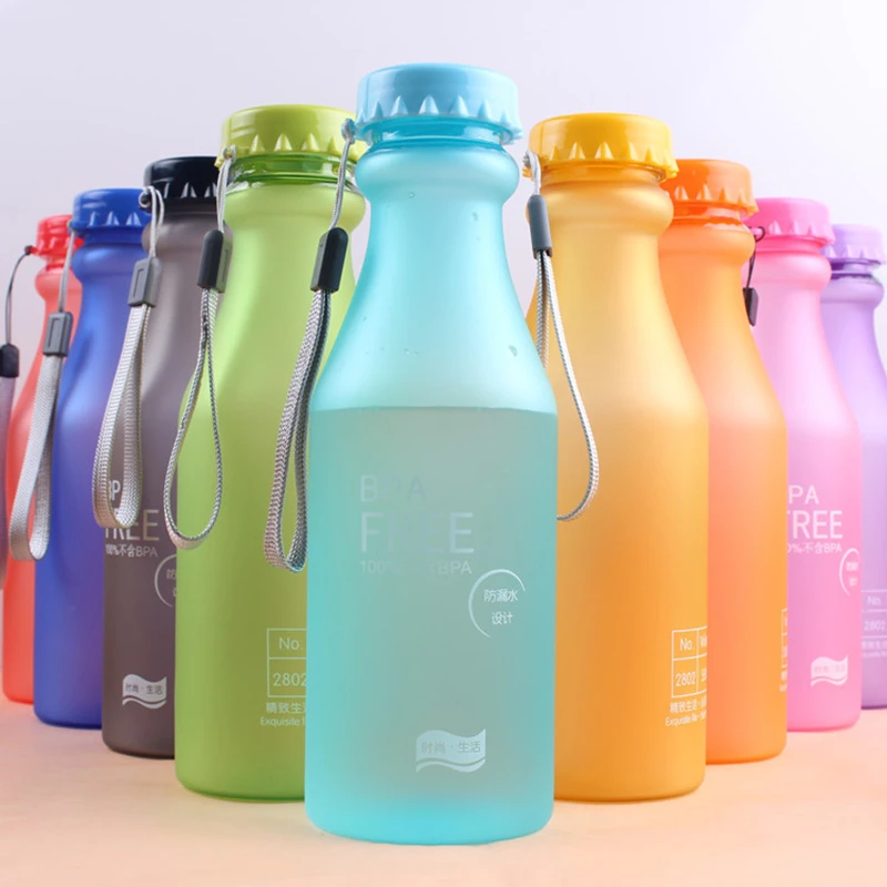 550ML Candy-Colored Drinkware Leak-proof Plastic Portable Non-breakable Soda Bottle Sealed Water Cup Beverage Water Bottle