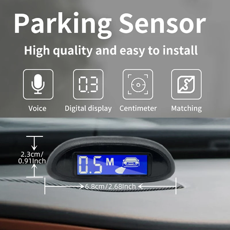 Parking Sensor Kit Car Parktronic LCD Display Backlight Reverse Backup Radar Monitor System 4 Sensors 22mm 12V 8 Colors