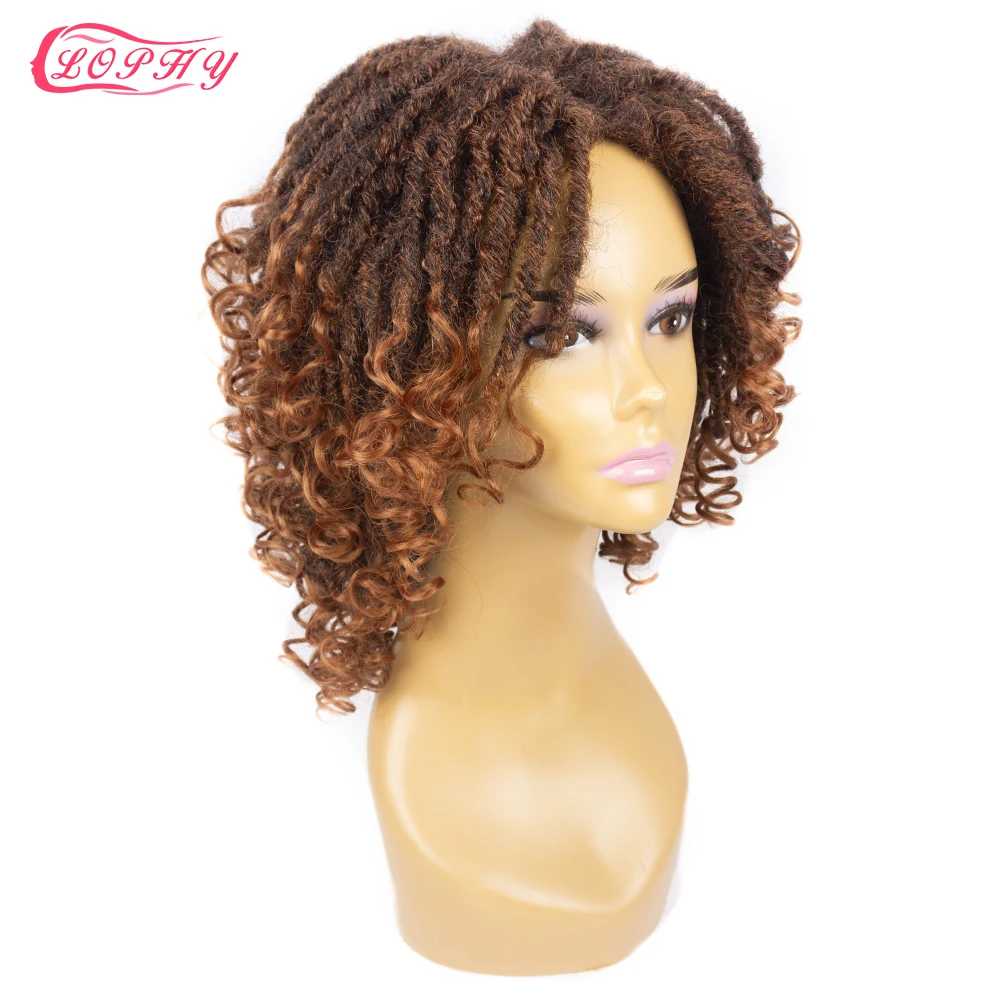 

Faux Locs Braid Wigs With Kinky Curly Blonde Wig For Afro Black Women Curly Twist Hair Synthetic Dreadlock Short Wigs 10Inches