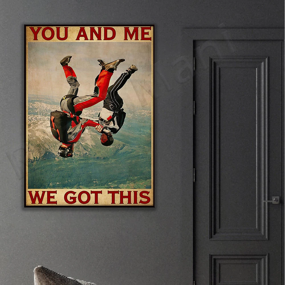 Parachutisme parachutisme زوجين affiche vous et moi Nous Vamos obtu onu affiche maison salé à pare-dessus