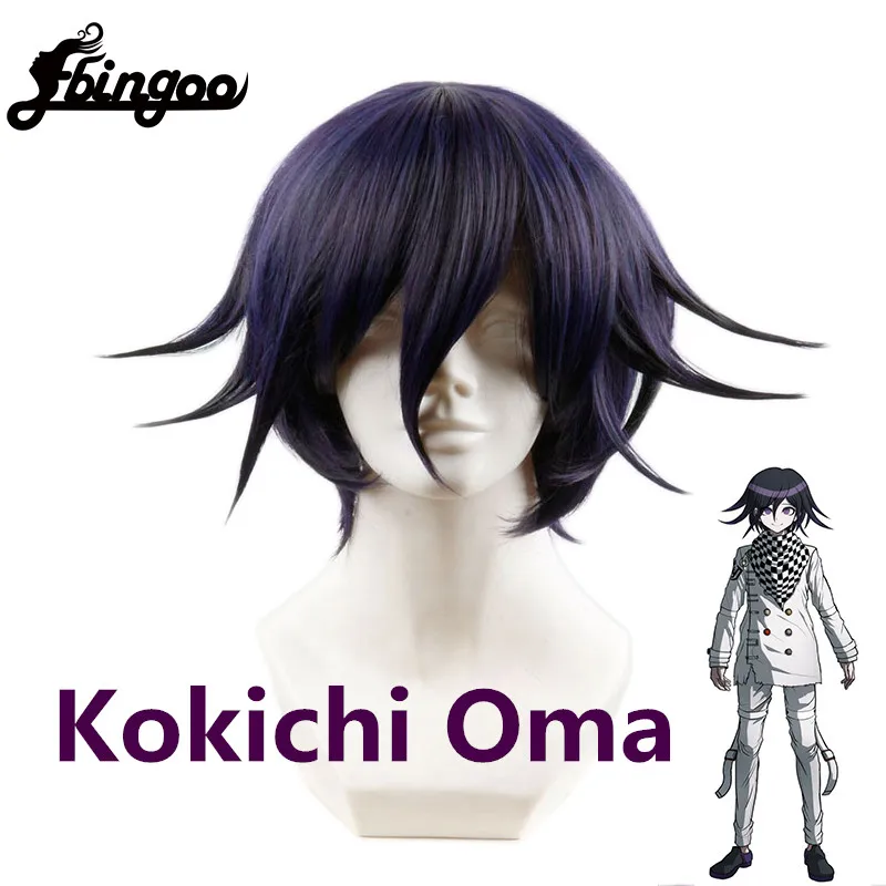 Ebingoo Anime Danganronpa V3 uccisione armonia Ouma Kokichi parrucca corta Costume Cosplay Dangan Ronpa capelli sintetici termoresistenti