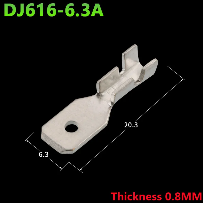 50/100pcs Cold Press Crimp terminal DJ616-6.3A Male Splice Terminals Wiring 6.3 insert Wire Copper Connector