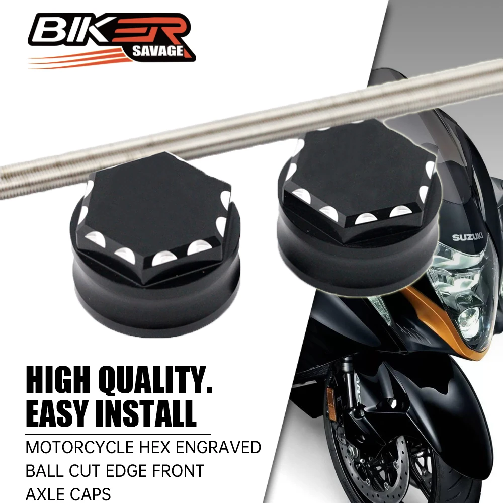 

Hex Engraved Ball Cut Edge Front Axle Caps Motorcycle Accessories Wheel Fork Sliders Falling Protection For HAYABUSA 1999-2020