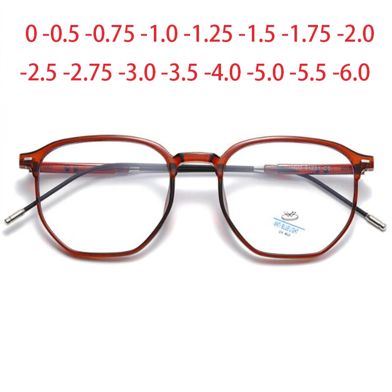 

1.0 -1.5 -2.0 -2.5 -3.0 -3.5 -4.0 to -6 Finished Myopia Glasses Women Men Polygon Eyewear Students Short-sight Eyeglasses Minus