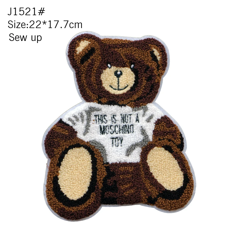 Cute Fashion Embroidery Fur Big Chenille Alphabet Bear Patch, Animal Bear Rabbit Patch, Cartoon Badge Decal DIY Accessories