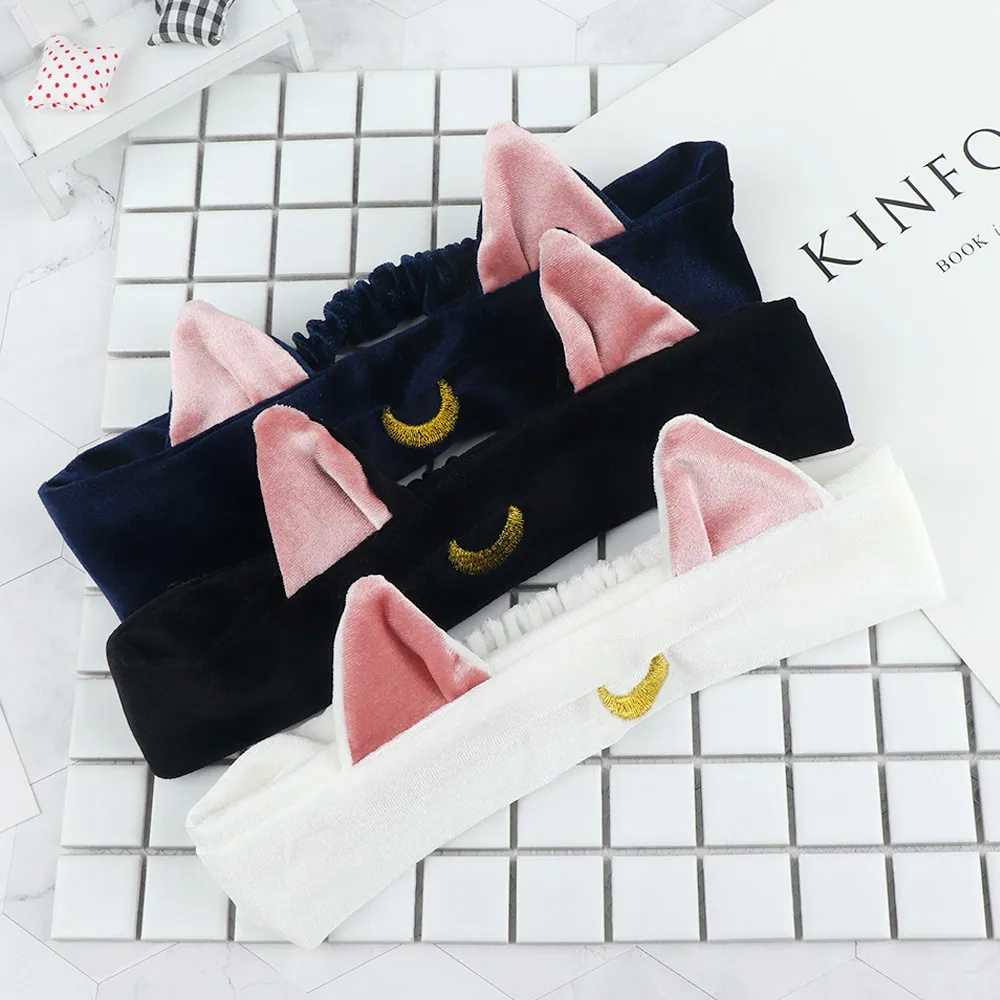 Bandeau de cheveux oreilles de chat Sailor Moon pour filles, accessoire de maquillage, mignon, lavage du visage, pour femmes, vêtements de tête