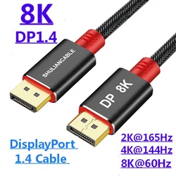 DisplayPort 1.4 kabel 8K 4K HDR High Speed 32.4Gbps Port wyświetlacza Adapter do komputera wideo Laptop TV DP 1.4 Port wyświetlacza 1.2 kabel