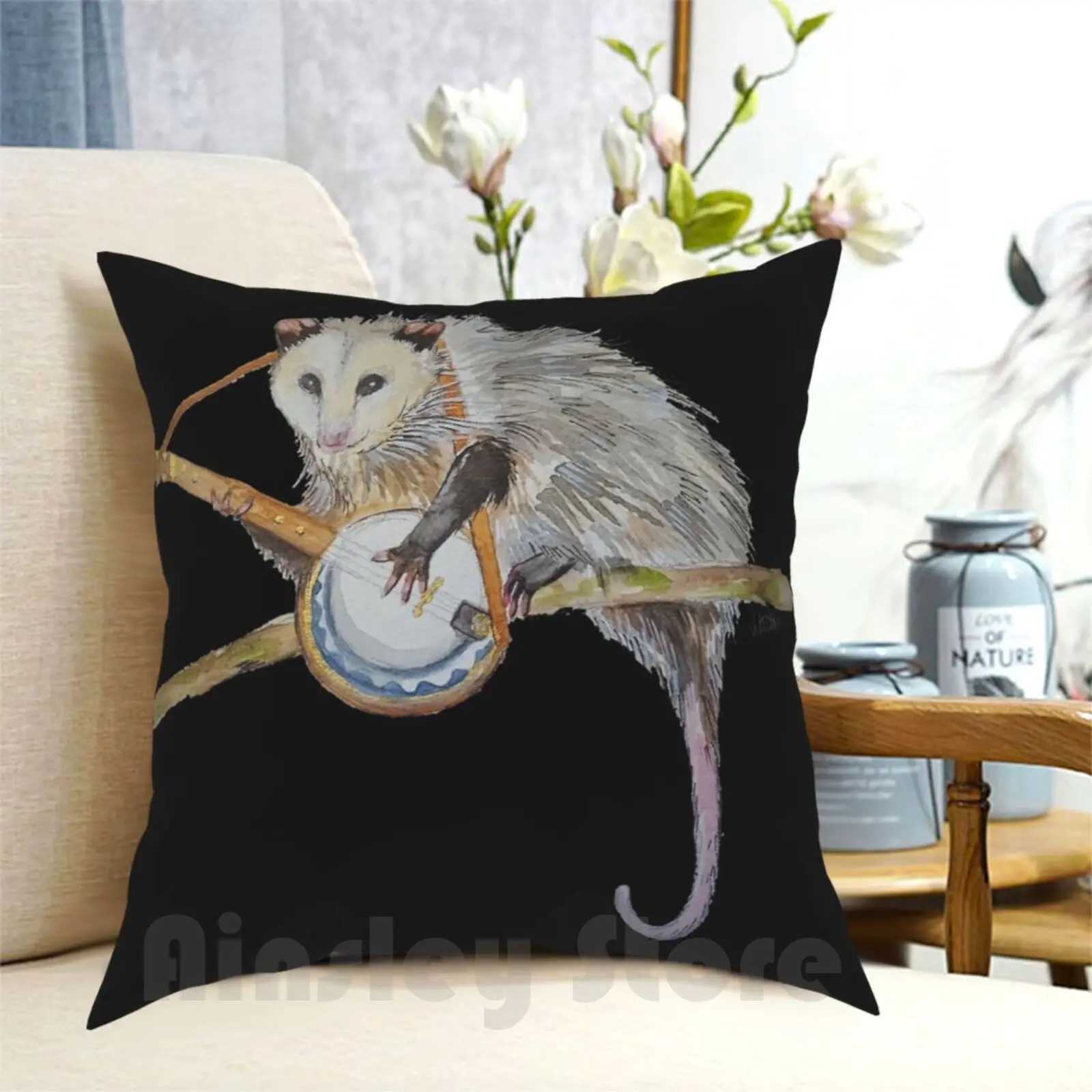 Trash Banjo Opossum Pillow Case Printed Home Soft Throw Pillow Opossum Possum Banjo Trash Trash Possum Trash Opossum