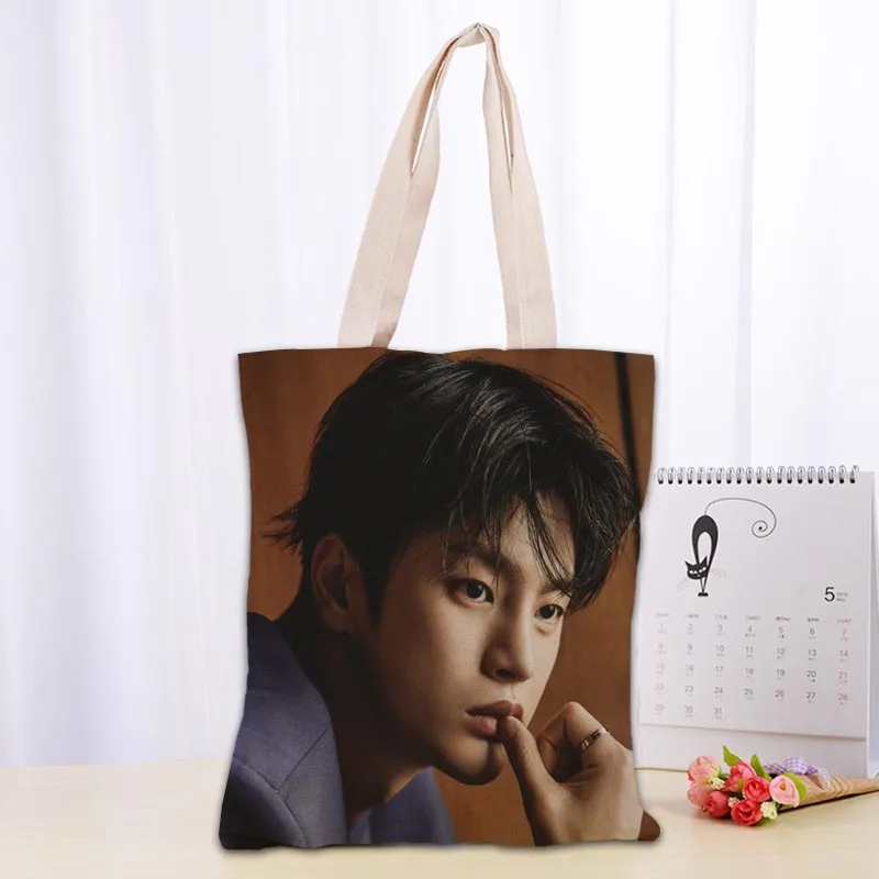 Personalizzato Seo In Guk KPOP Tote Bag Borse shopper a spalla in tessuto di cotone per le donne Borse per la spesa riutilizzabili pieghevoli