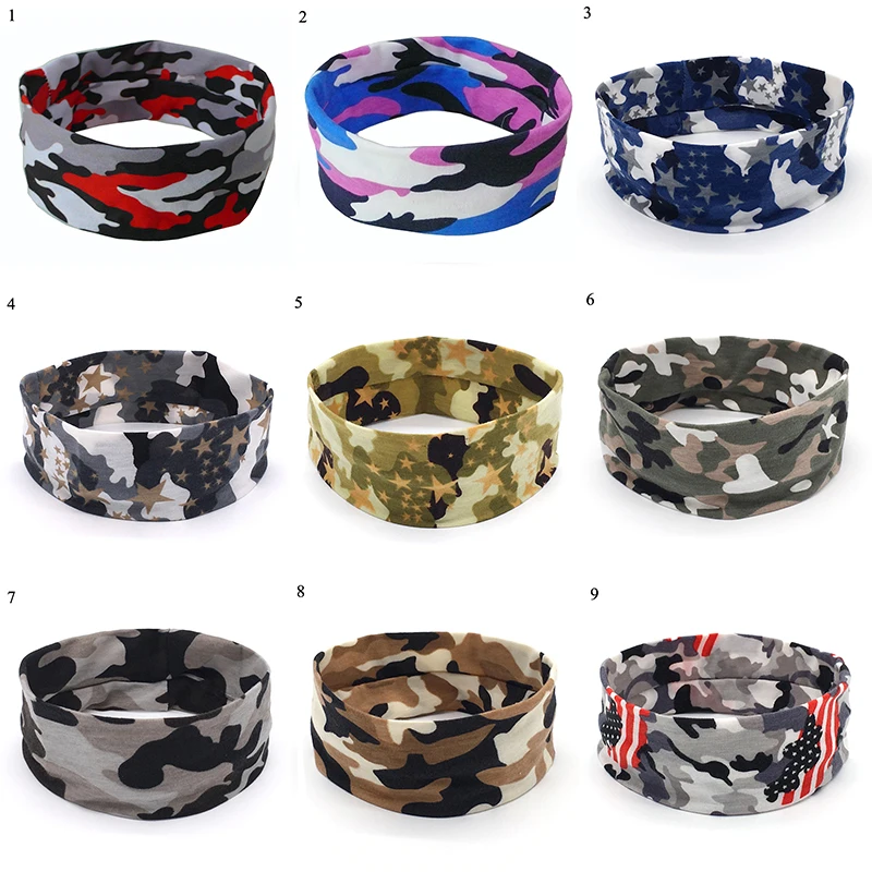 Camouflage headband Sport Absorbent Headband unisex Cycling Yoga Sweatband Cotton Hair Bands Head Sweat Bands Sports Safety New