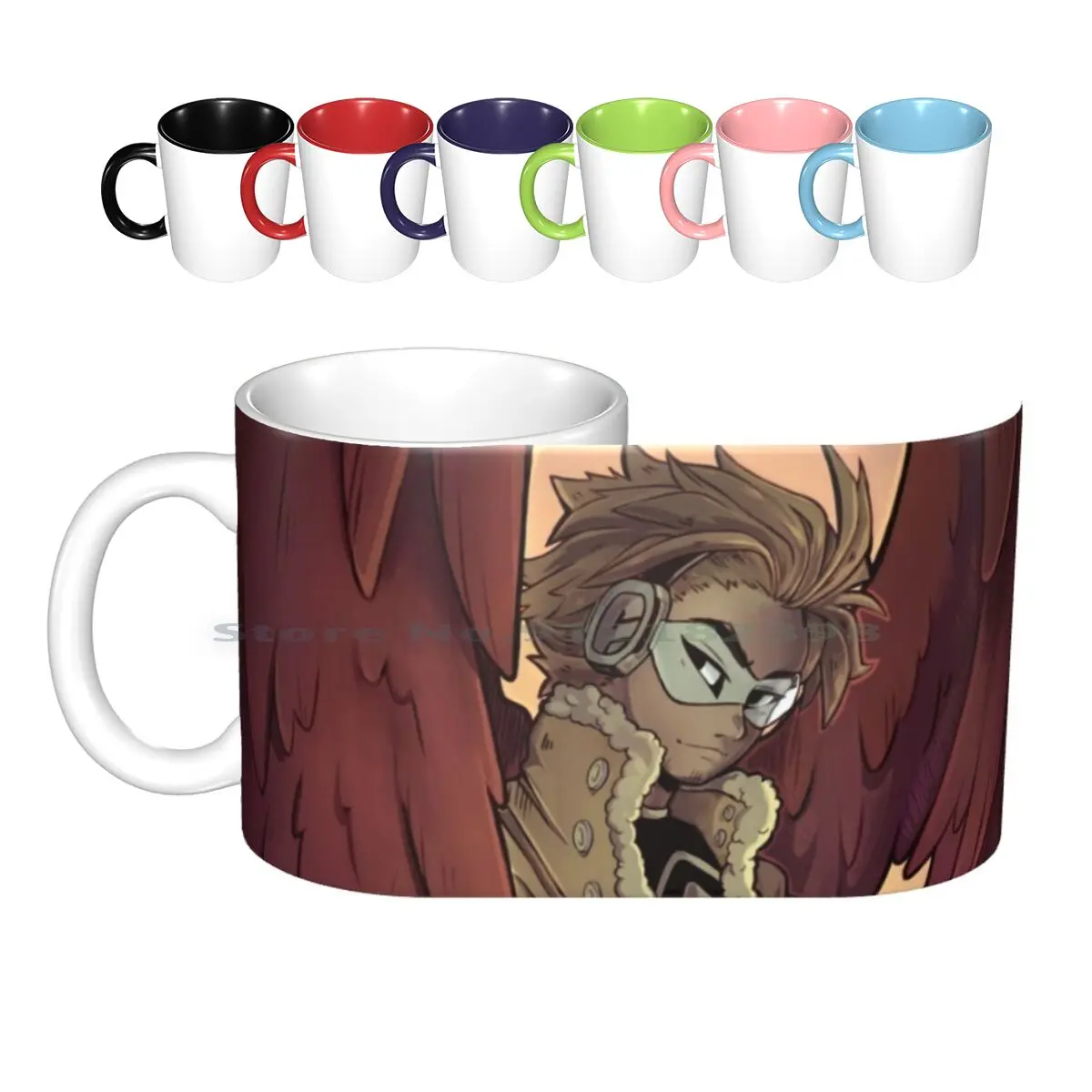 Hawks Ceramic Mugs Coffee Cups Milk Tea Mug Mha Bnha Boku No Hero Academia Hawks Endeavor Pro Heros Ua Fanart Creative Trending