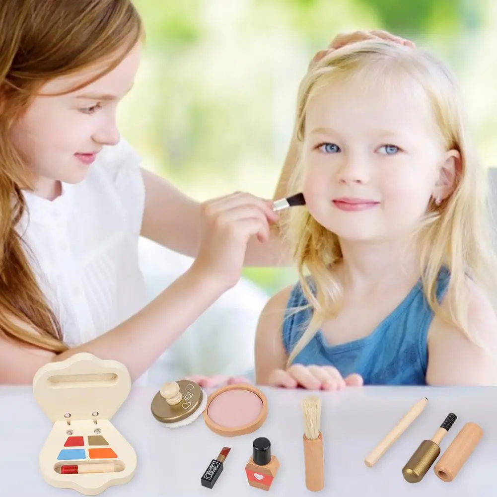 Meisjes Houten Schoonheidssalon Speelgoed Make Playset Grote Gift Voor Kinderen Simulatie Speelhuis Speelgoed Dressoir Meisje Prinses Cosmetica Set