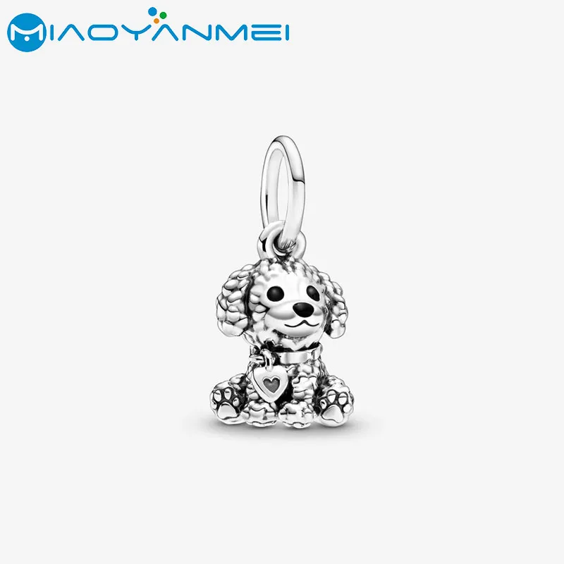 2020 Spring New 925 Sterling Silver Beads Poodle Puppy Dog Dangle Charm fit Original Pandora Bracelets Women Fashion DIY Jewelry