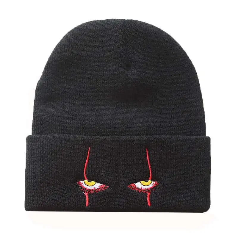 Unisex Spring Outdoor Beanie for Child Knitted Funny Caps Pennywise Scary Eyes Hood Kids Hat Casual Bob Outside Skulls Hats Men, image 11
