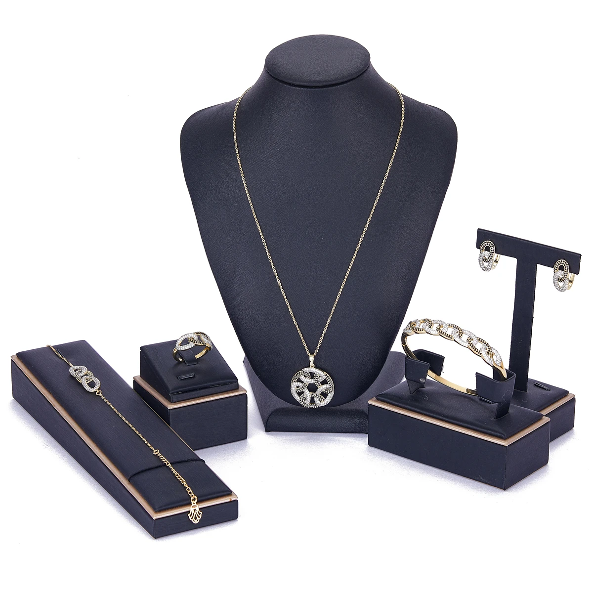 2021 May jewelry set gold color necklace earrings Ring for women brida jewelry set Morocco gold color jewelry set