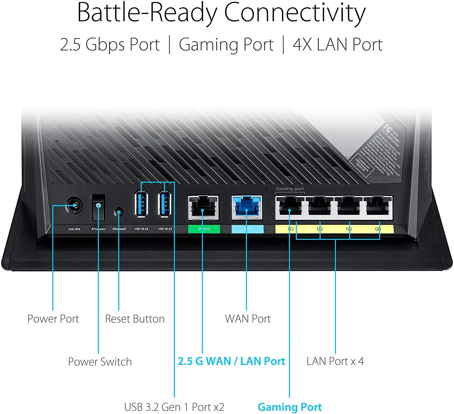 ASUS RT-AX86U AX5700 ROG Gaming WiFi Router 5700 Mbps Dual Band Wi-Fi 6 802.11AX, 2500 Sq Ft & 35+Devices, NVIDIA GeForce