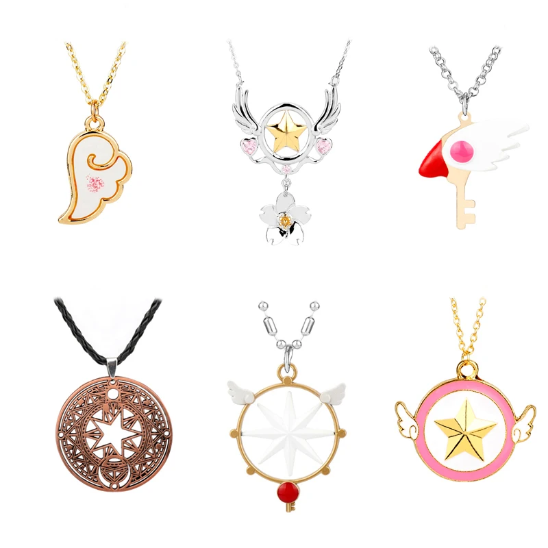 Anime Cardcaptor Sakura Necklaces Collares Sakura Card Captor Kinomoto Sealing Wand Key Pendant Necklace For Girl Christmas Gift