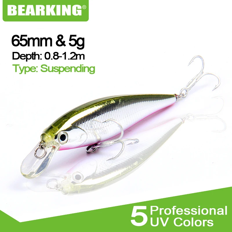 Bearking 1PC 6.5cm 5g Hard Fishing Lure Crank Bait dive 0.8-1.2m Lake River Fishing Wobblers Carp Fishing Baits